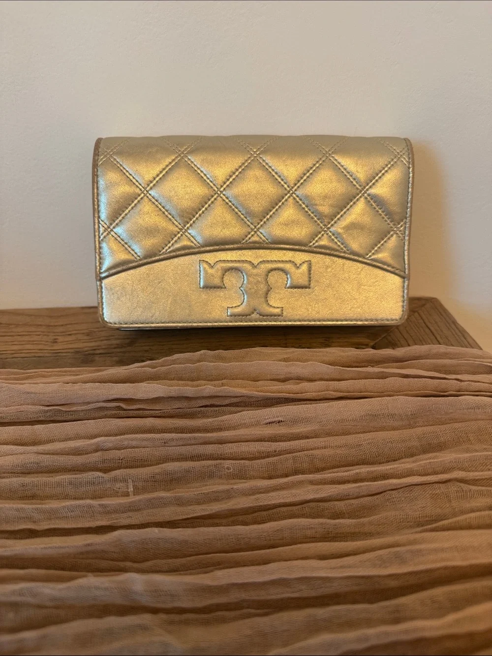 Tory Burch Savannah Metallic Gold Crossbody
